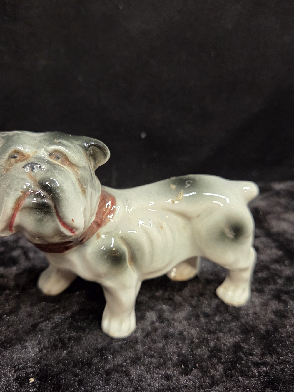 Miniature Porcelain Bulldog Figurine Made In Japan Vintage Collectible